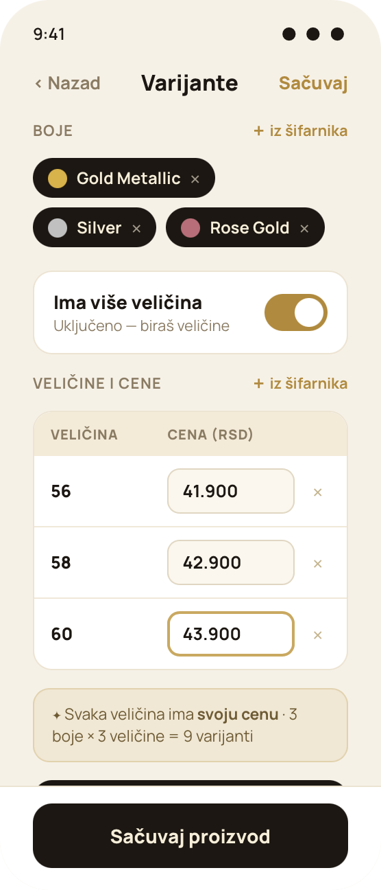 Boje i veličine